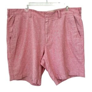 J. Crew Men’s Chino Shorts Size 38 Pink Linen Cotton Regular Fit Flat Front